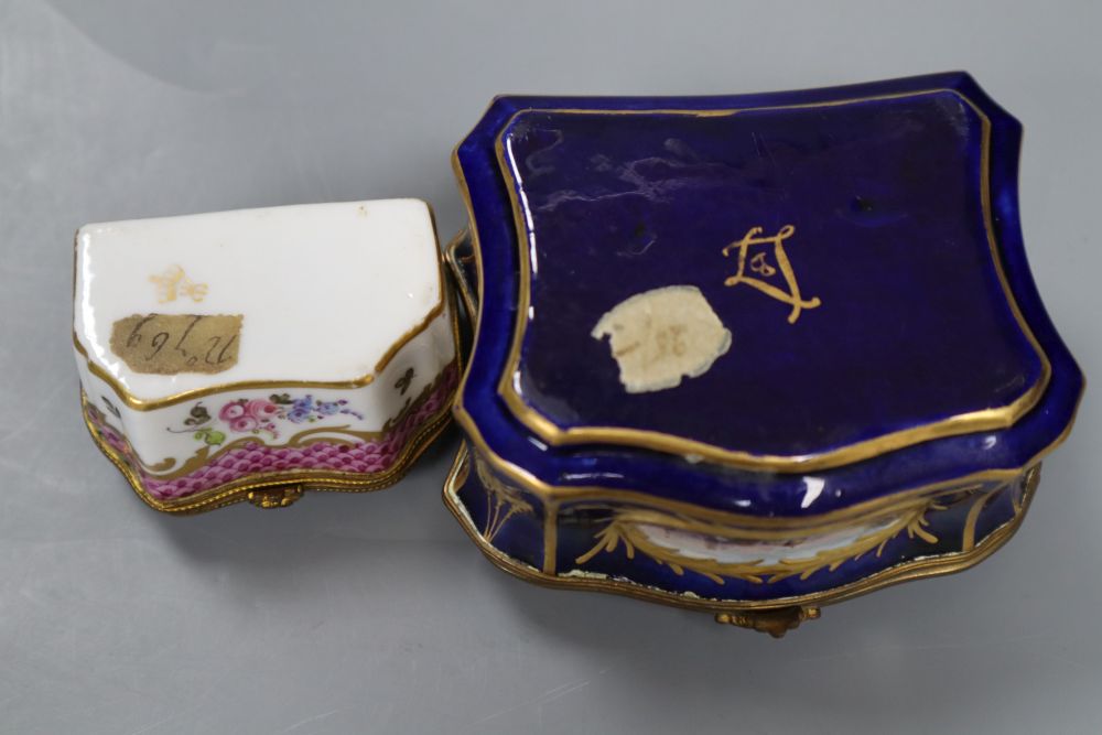 A Sèvres style porcelain box and another box